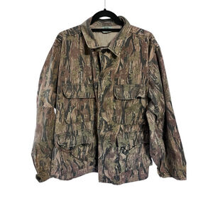 Smokey Branch Vintage Camo Military Hunting Button Up Jacket Men Size Large Army